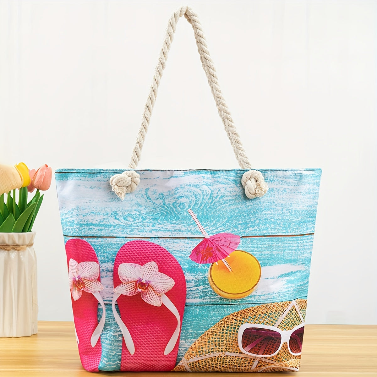 Bohemian Chic Beach Tote Bag with Comfortable Double Handles - Spacious & Stylish for Womens Sun-soaked Escapes - Perfect to Hold All Beach Essentials TARHUS
