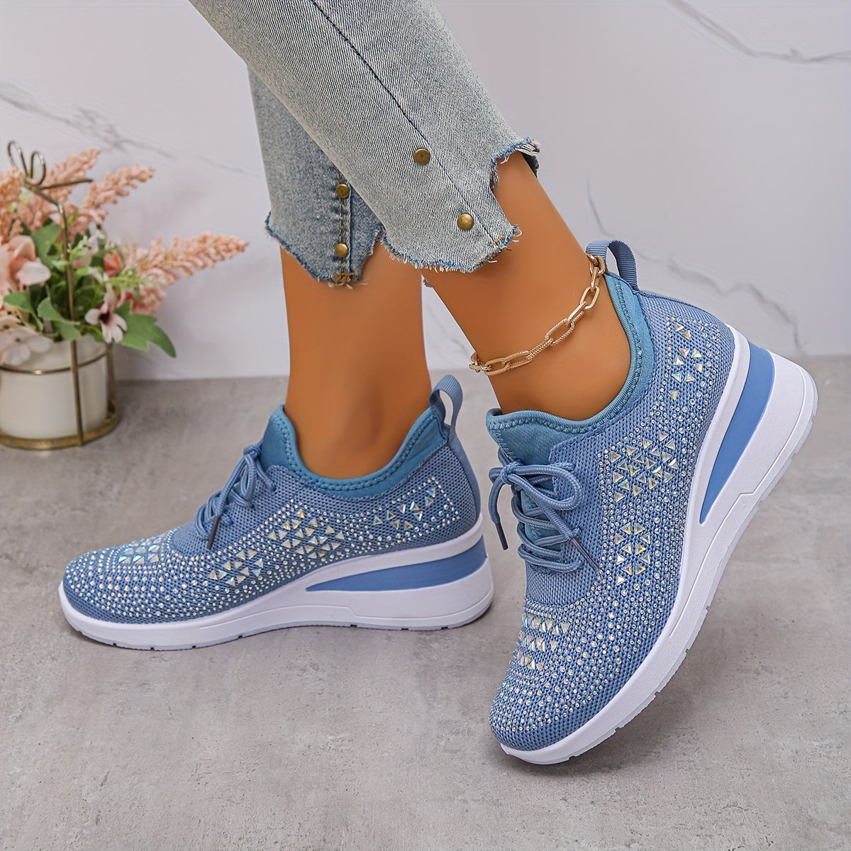 Women’s Orthopedic Fashion Sneakers – Breathable Walking Shoes with Rhinestone TARHUS