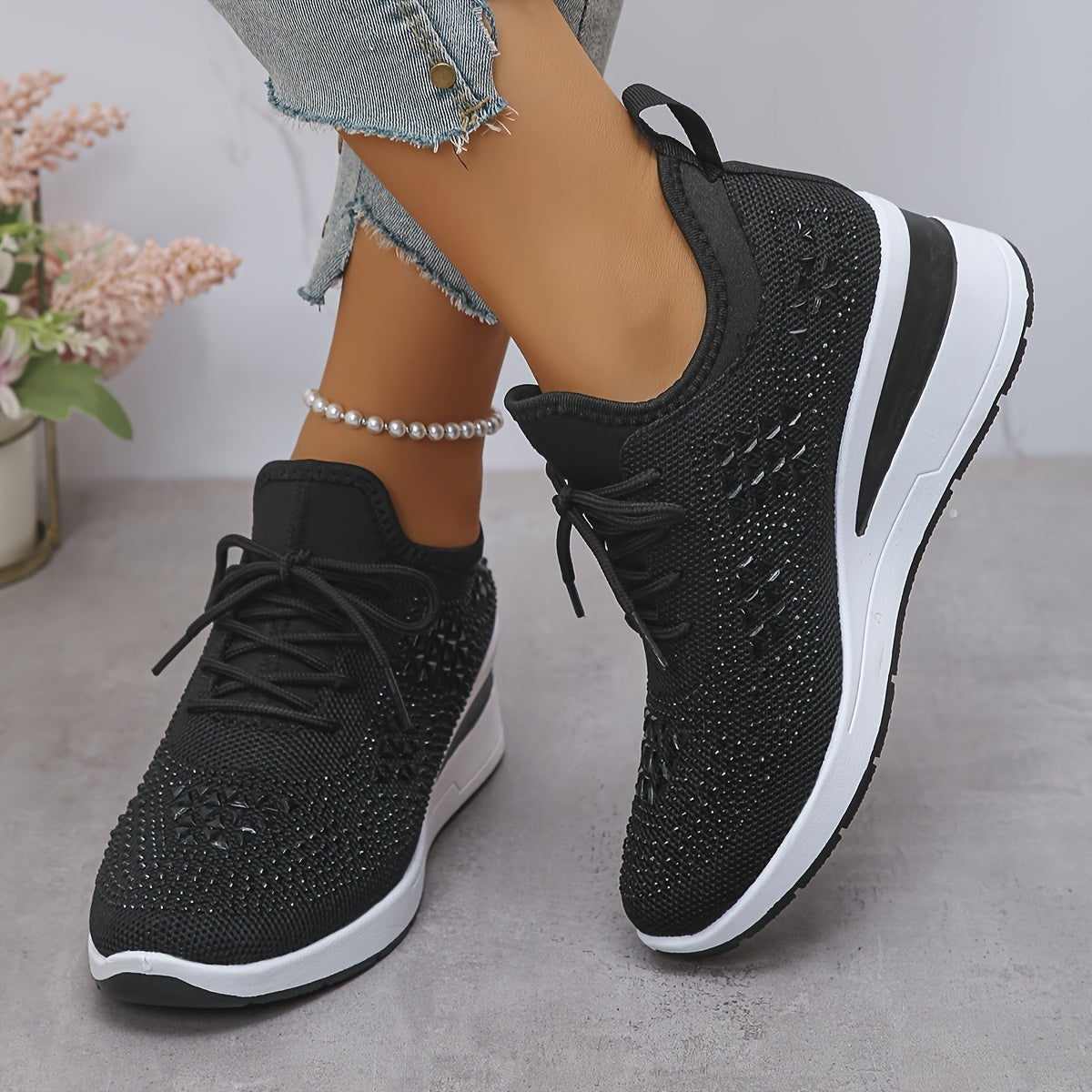Women’s Orthopedic Fashion Sneakers – Breathable Walking Shoes with Rhinestone TARHUS