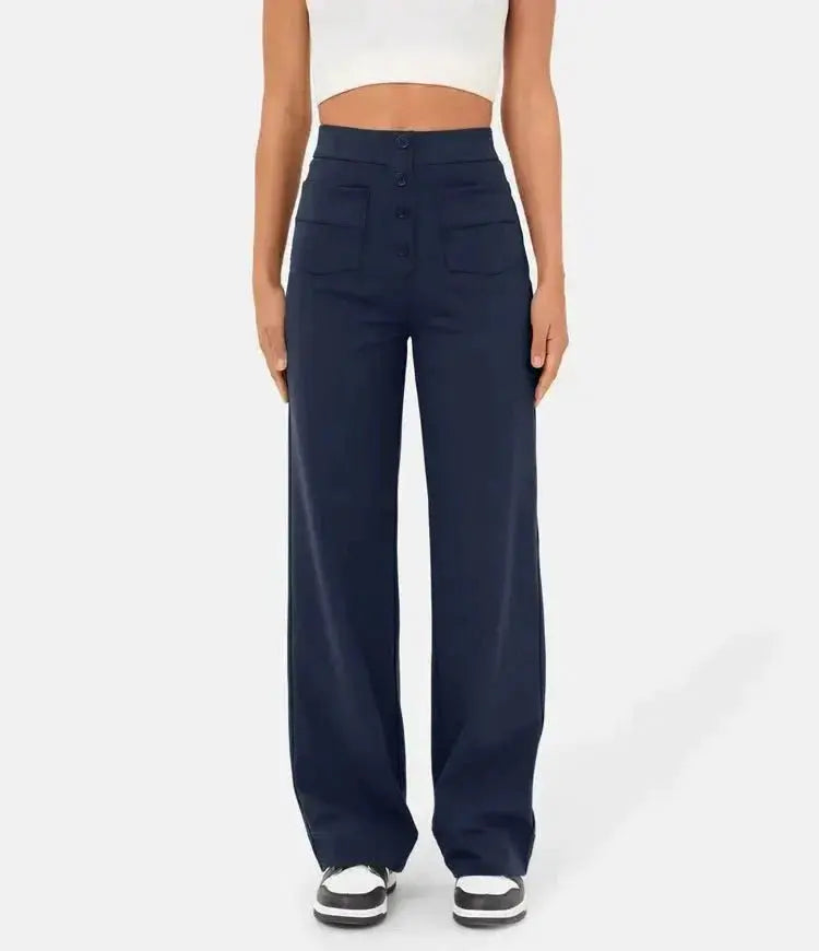 Diana - High-Waisted Pants with Elastic Waistband - nubuso