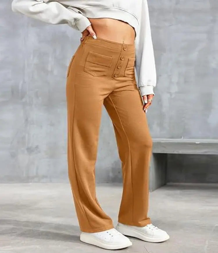 Diana - High-Waisted Pants with Elastic Waistband - nubuso