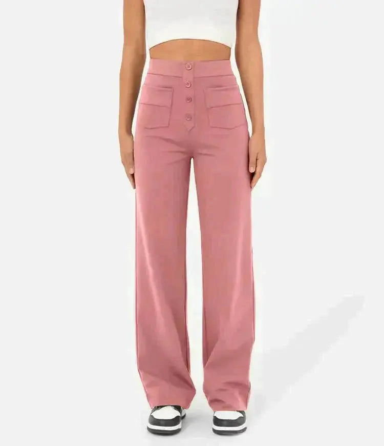 Diana - High-Waisted Pants with Elastic Waistband - nubuso