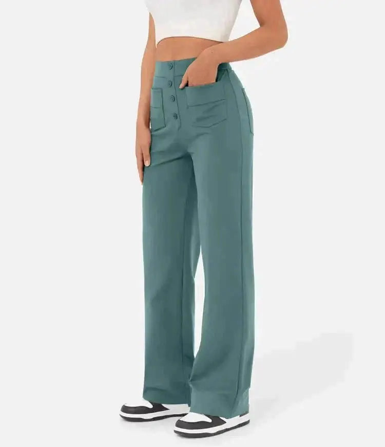 Diana - High-Waisted Pants with Elastic Waistband - nubuso