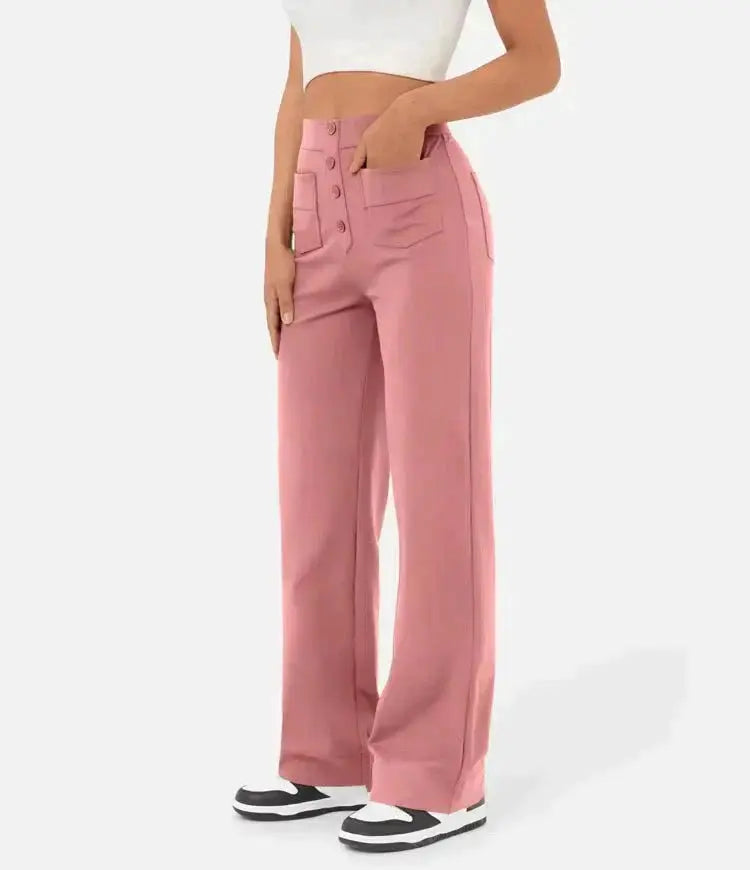 Diana - High-Waisted Pants with Elastic Waistband - nubuso