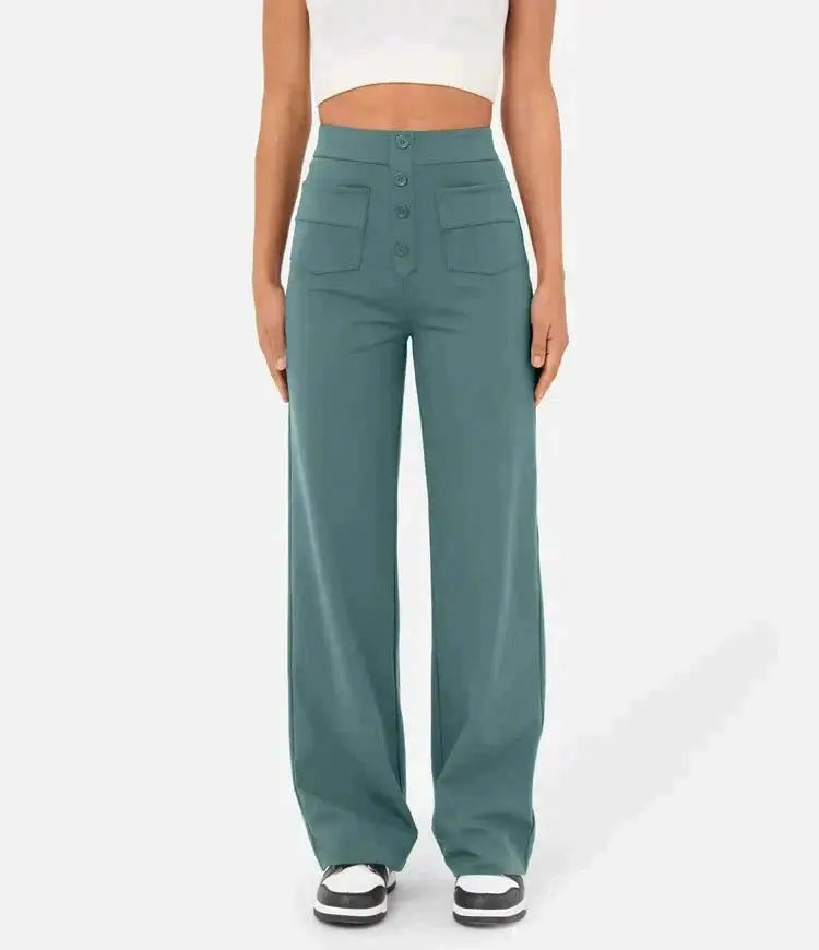 Diana - High-Waisted Pants with Elastic Waistband - nubuso