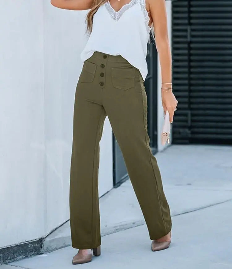 Diana - High-Waisted Pants with Elastic Waistband - nubuso