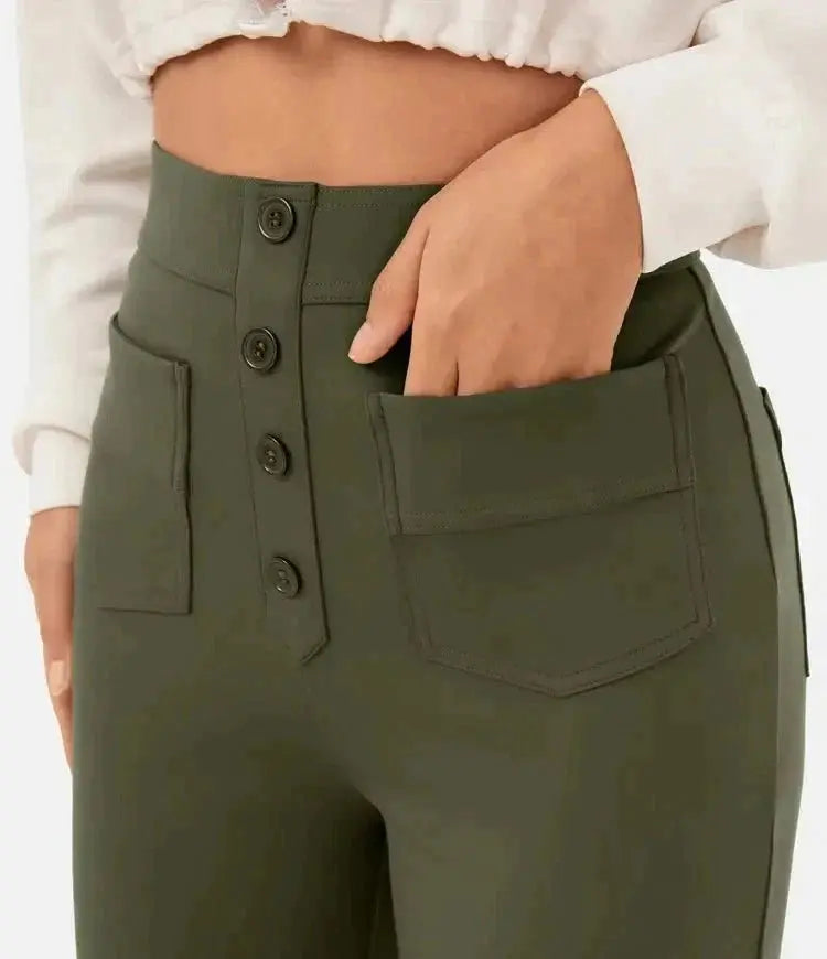 Diana - High-Waisted Pants with Elastic Waistband - nubuso