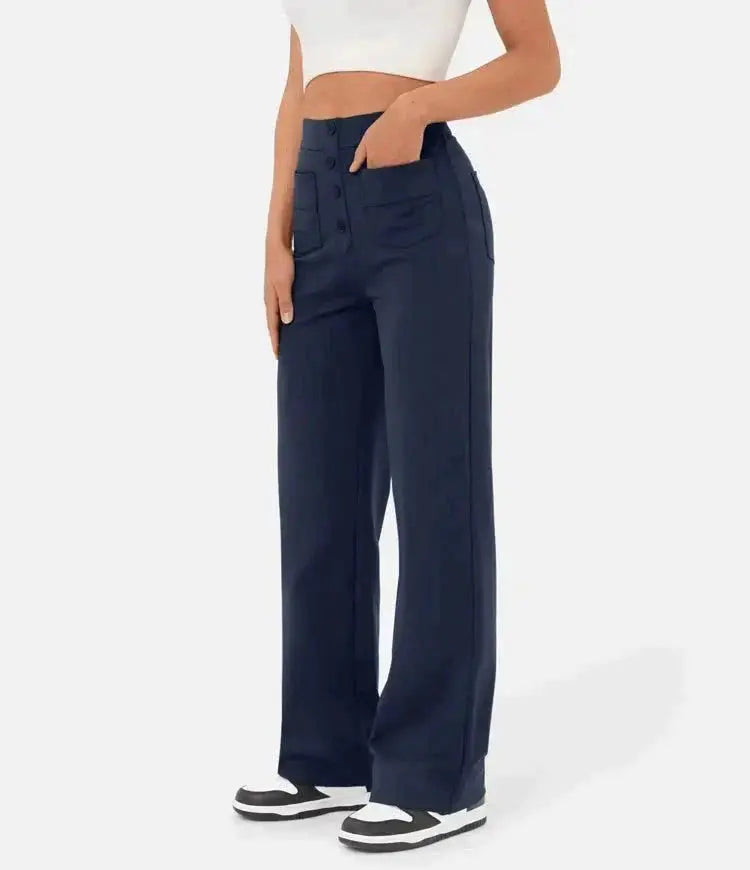 Diana - High-Waisted Pants with Elastic Waistband - nubuso