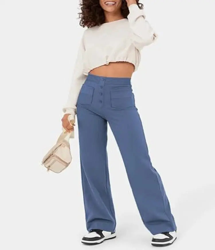 Diana - High-Waisted Pants with Elastic Waistband - nubuso