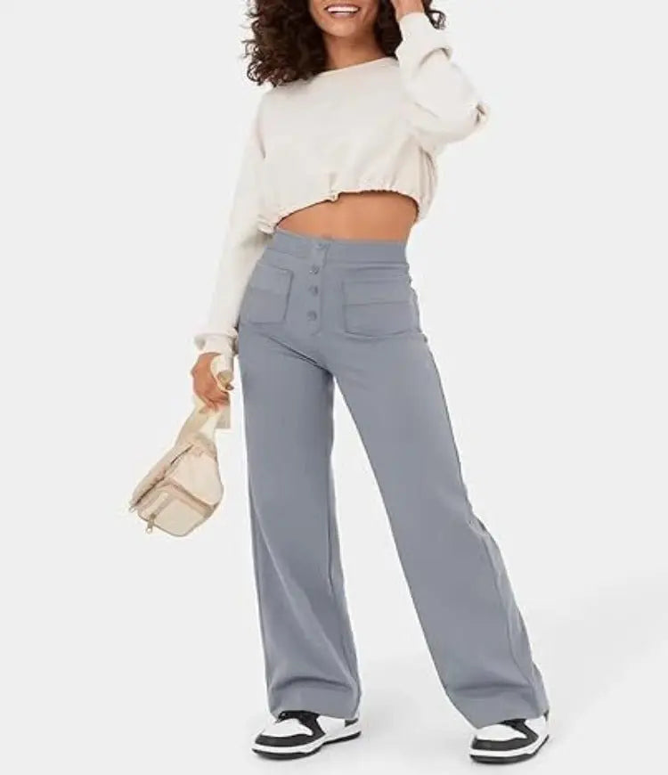 Diana - High-Waisted Pants with Elastic Waistband - nubuso