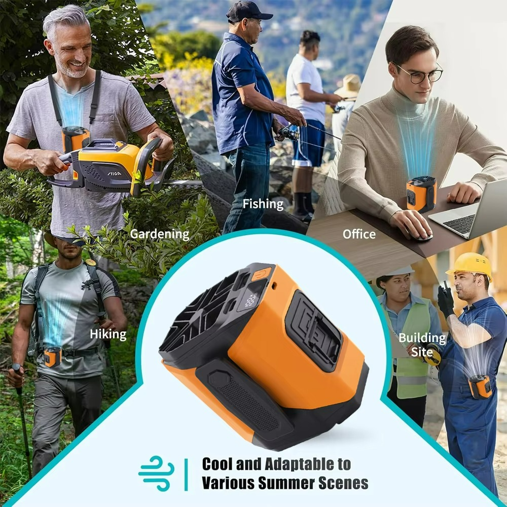 Venturo | Portable Waist Fan – 20000mAh Power Bank with Flashlight