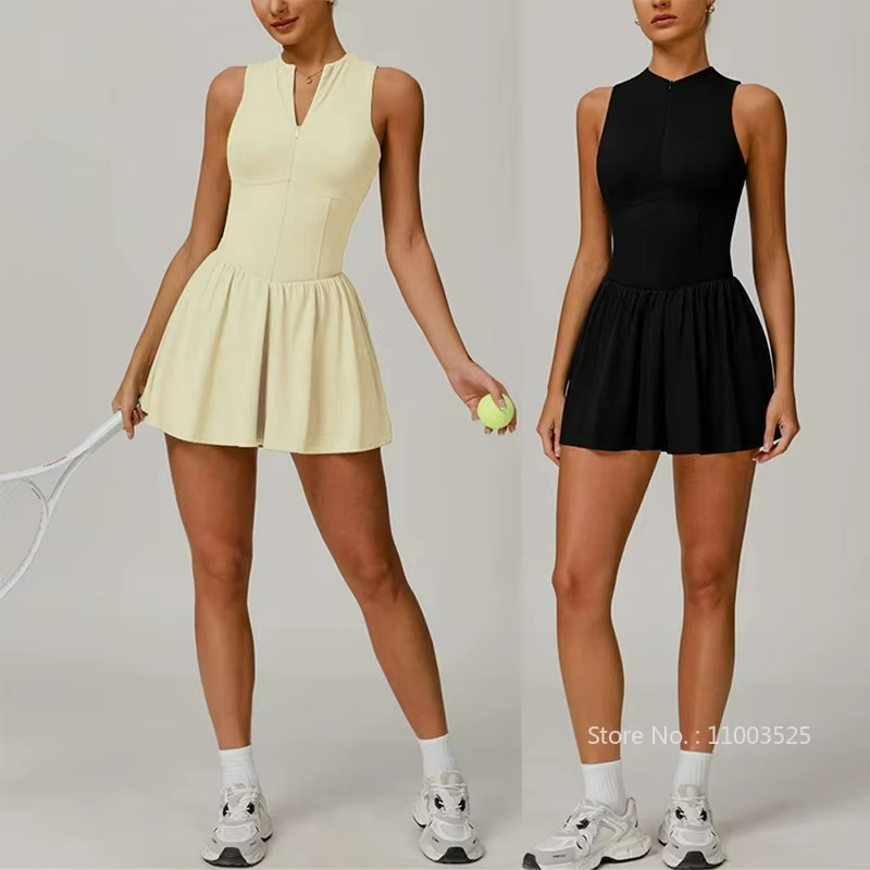 Clarisse | Polished Sport Dress with Zipper Collar & Discreet Inner Short TARHUS Padel Dress
