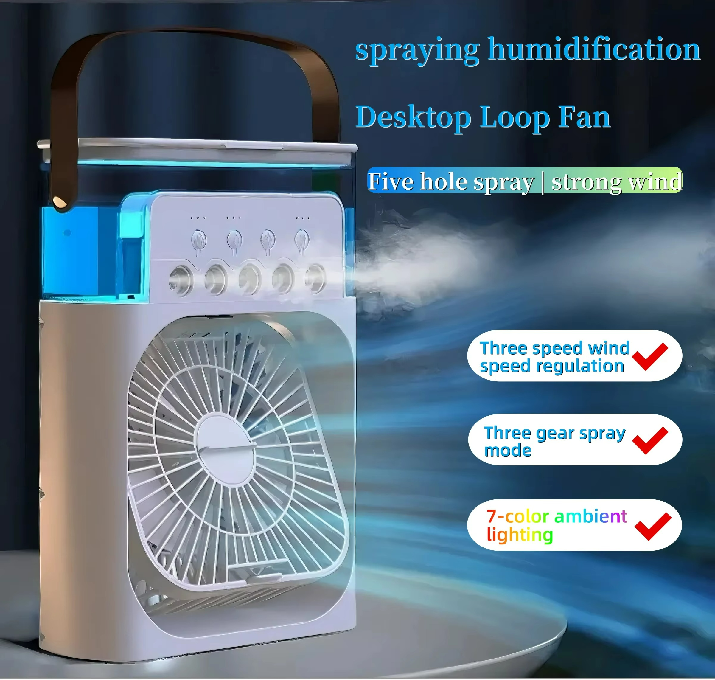Cooliva | 3-in-1 Mini Air Cooler – Portable Fan, Humidifier & LED Night Light