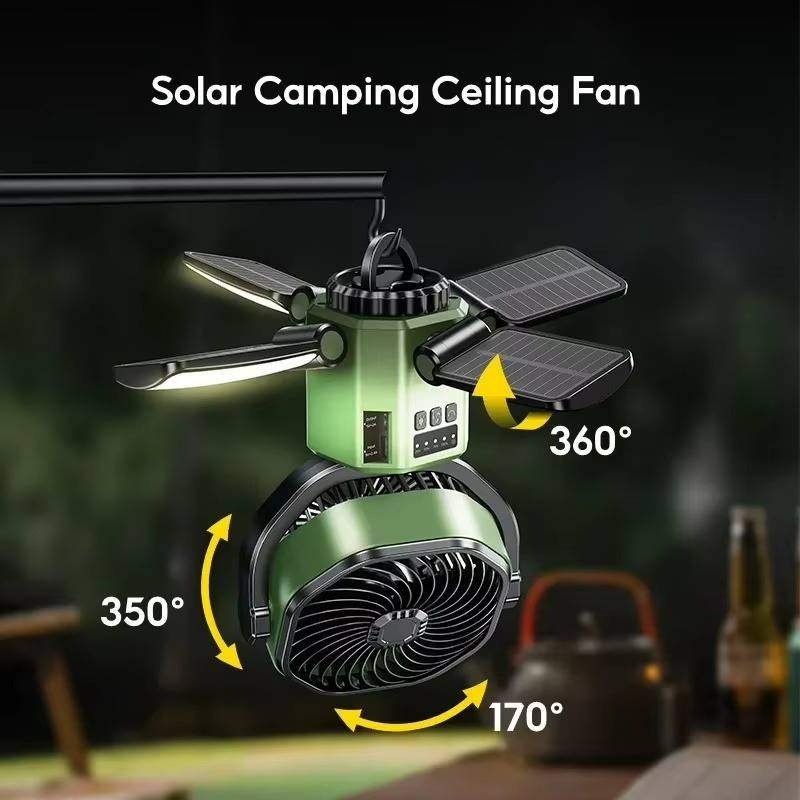 Venturo | Portable Camping Fan – Adjustable Air Cooling with LED Light & 6000mAh Battery