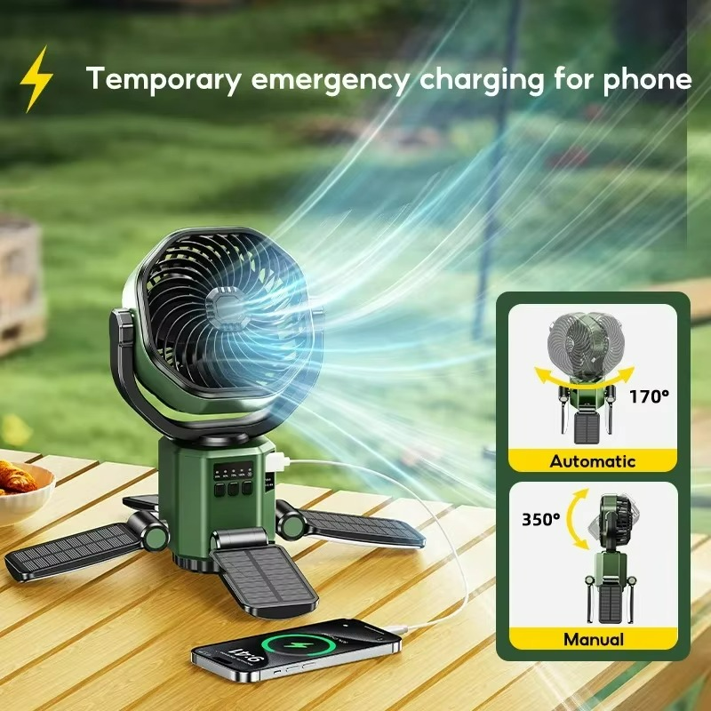 Venturo | Portable Camping Fan – Adjustable Air Cooling with LED Light & 6000mAh Battery