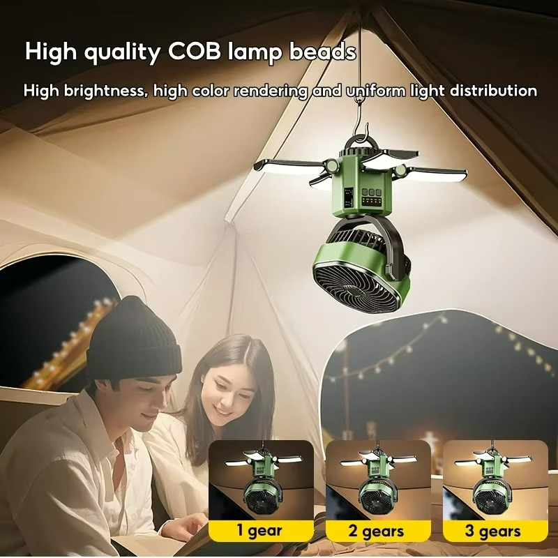Venturo | Portable Camping Fan – Adjustable Air Cooling with LED Light & 6000mAh Battery