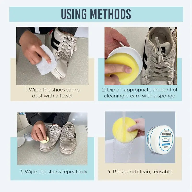 White Shoe Cleaner Cream – All-Purpose Sneaker & Leather Cleaner for Canvas, Rubber & Synthetic Materials - TARHUS