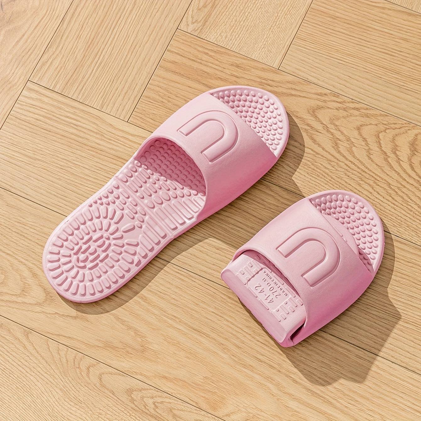 EVA Foldable Slippers for Travel, Indoor Bathroom Massage Sandals, Unisex Quick-Dry Non-Slip Flat Sole Slippers, All-Season Simple Solid Color Slip-On Clogs TARHUS