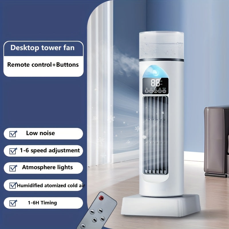 6-Speed Tower Fan with Humidifier & Ambient Light - Cooling Fan with Remote TARHUS