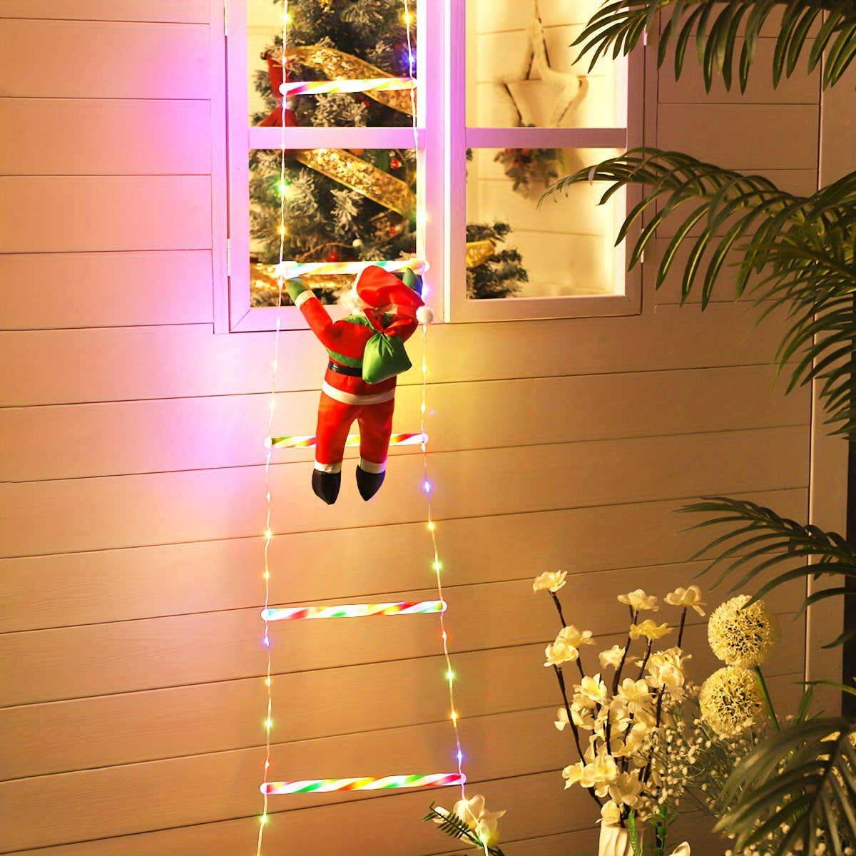 LED Christmas Ladder Light – Battery-Powered Santa Climbing Decoration TARHUS