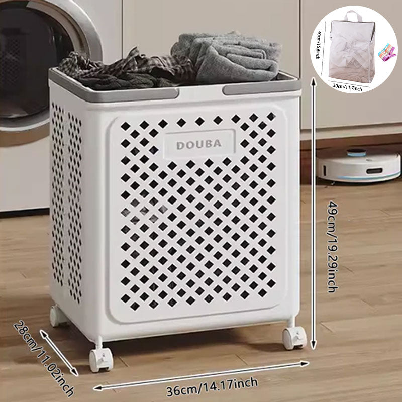 Large Capacity Collapsible Laundry Basket: Breathable Design & Built-In Wheels - TARHUS
