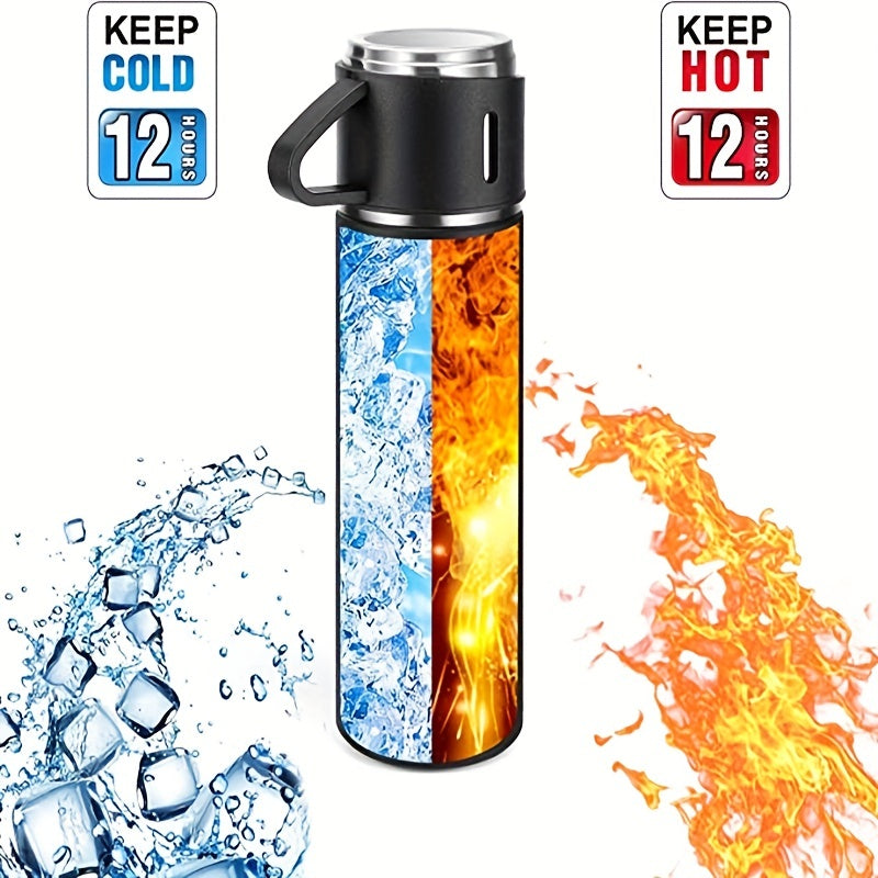 1pc Stainless Steel Thermal Mug, 500ml/16.9oz, Vacuum Insulated, Lead Free, Reusable, Hand Wash Only, Multipurpose, with Cup, for Adult, Coffee, Hot drink, Cold drink, Water Flask TARHUS