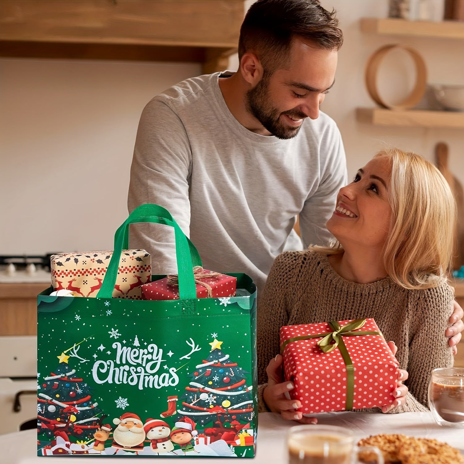 Large Reusable Christmas Gift Bags with Handles – Festive Non-Woven Holiday Totes TARHUS Christmas