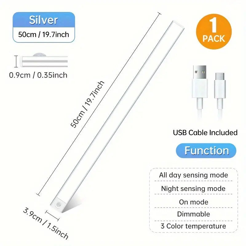 Rechargeable Motion Sensor LED Light Strip – USB-Powered Night Light - TARHUS