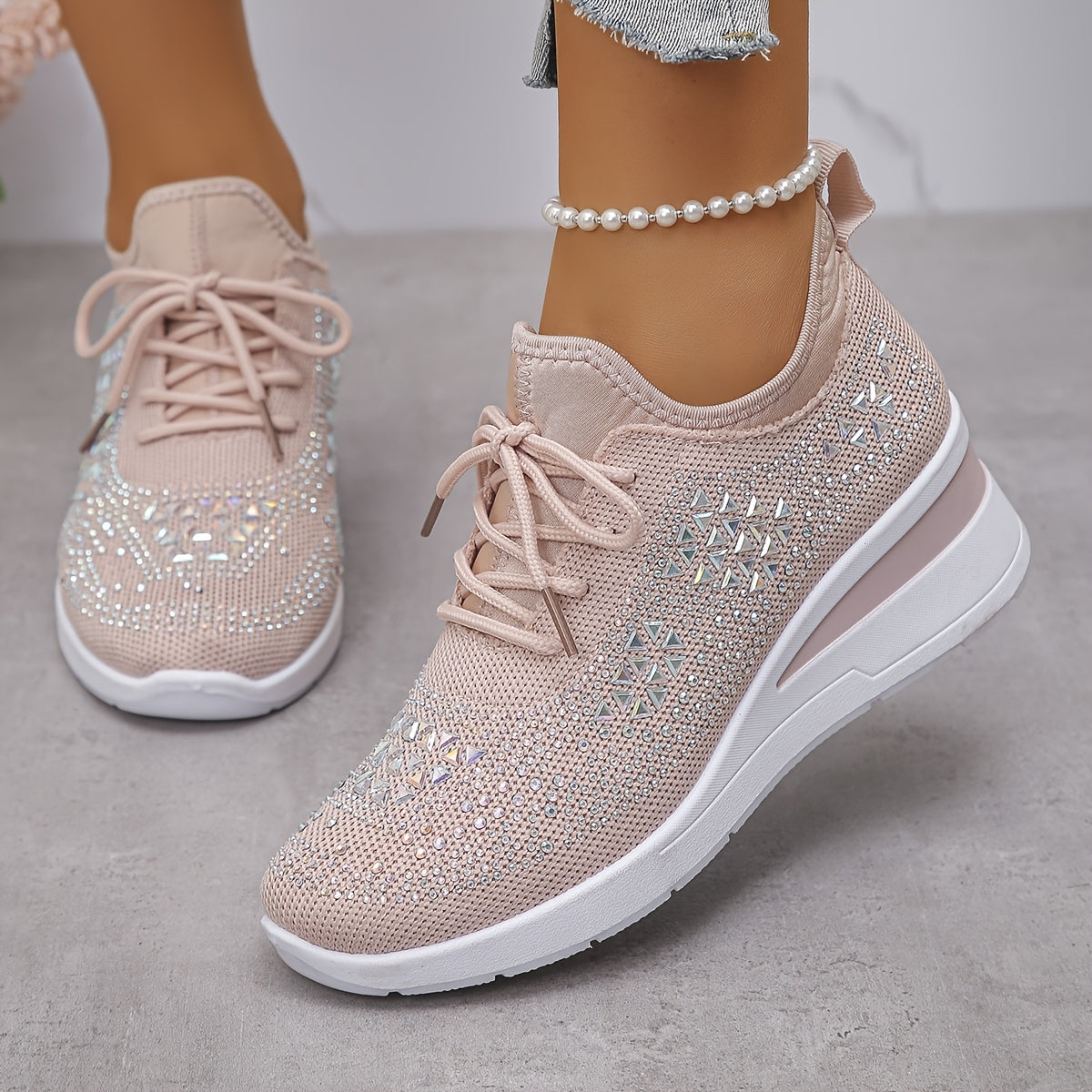 Women’s Orthopedic Fashion Sneakers – Breathable Walking Shoes with Rhinestone TARHUS
