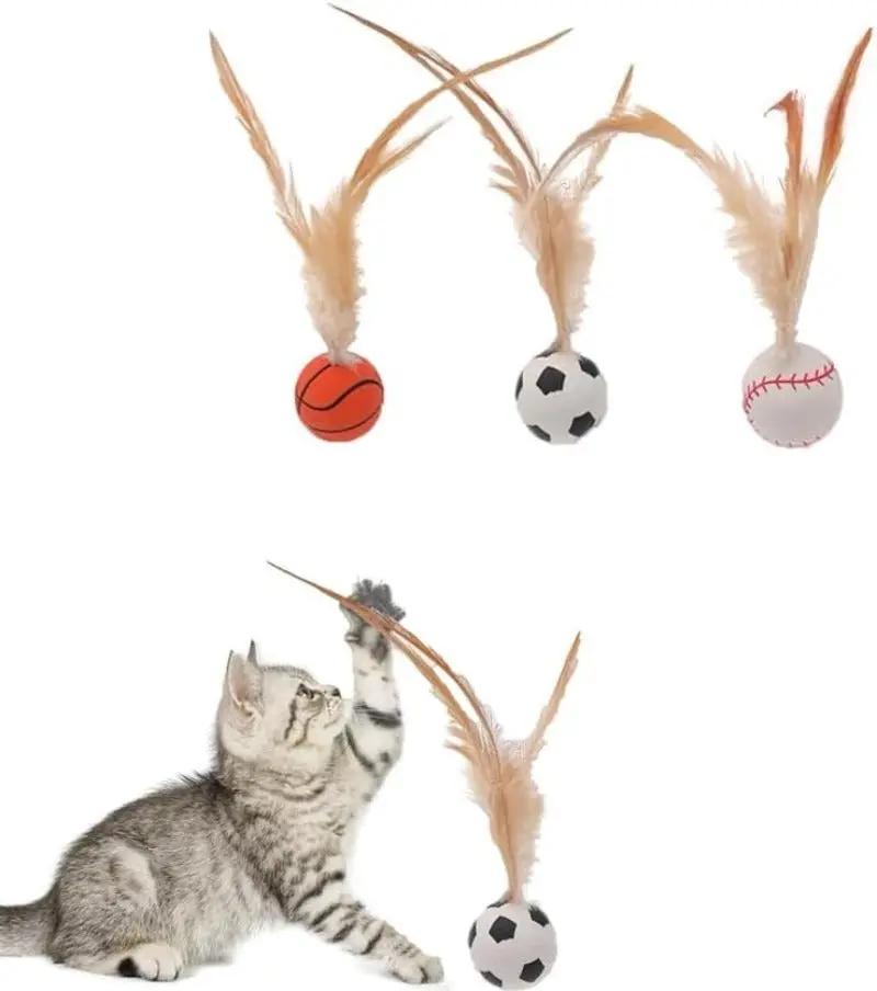 Interactive Feather Ball Toy Set for Cats - TARHUS