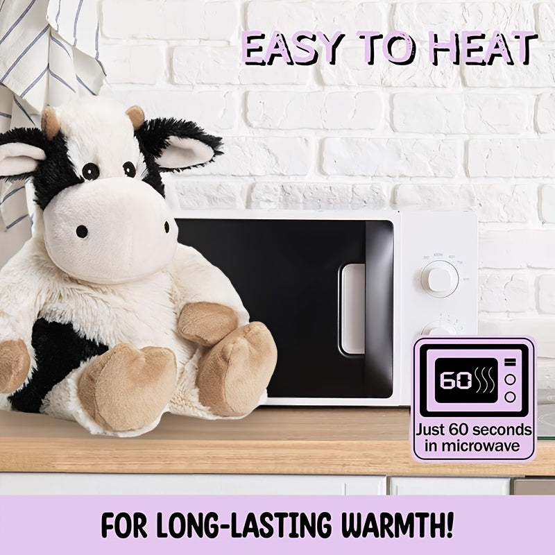 Heatable Cow Plush Toy - Microwaveable Stuffed Animal with Weighted Filling, Soft Polyester Fabric, Ideal for Relaxation and Comfort, Relaxation Toy|Playful Design|Soft Texture TARHUS