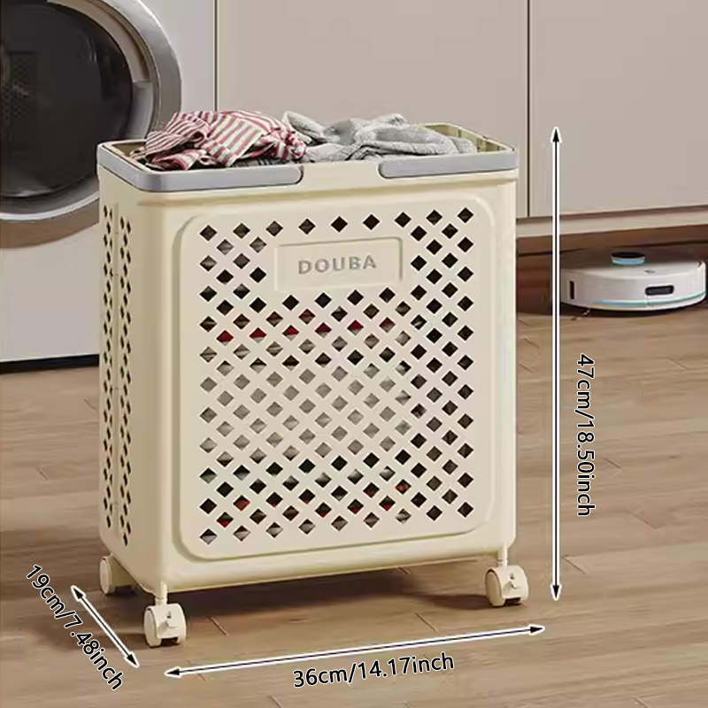 Large Capacity Collapsible Laundry Basket: Breathable Design & Built-In Wheels - TARHUS