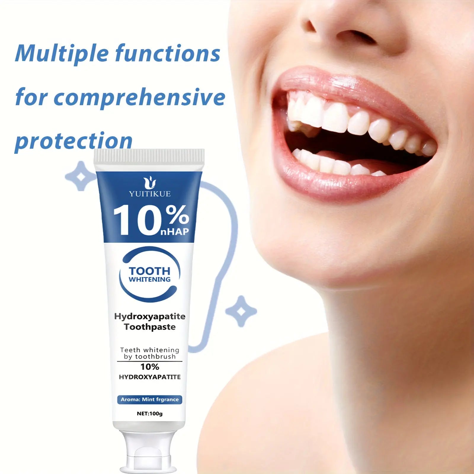 Fluoride-Free Whitening Toothpaste with Hydroxyapatite & Peppermint for Fresh Breath - TARHUS