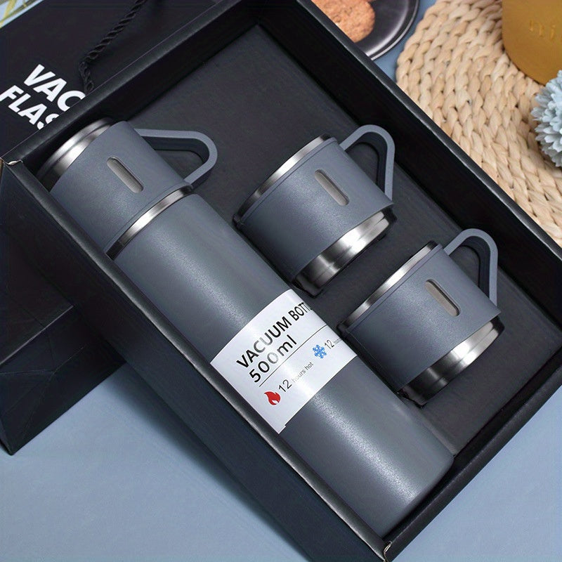 1pc Stainless Steel Thermal Mug, 500ml/16.9oz, Vacuum Insulated, Lead Free, Reusable, Hand Wash Only, Multipurpose, with Cup, for Adult, Coffee, Hot drink, Cold drink, Water Flask TARHUS