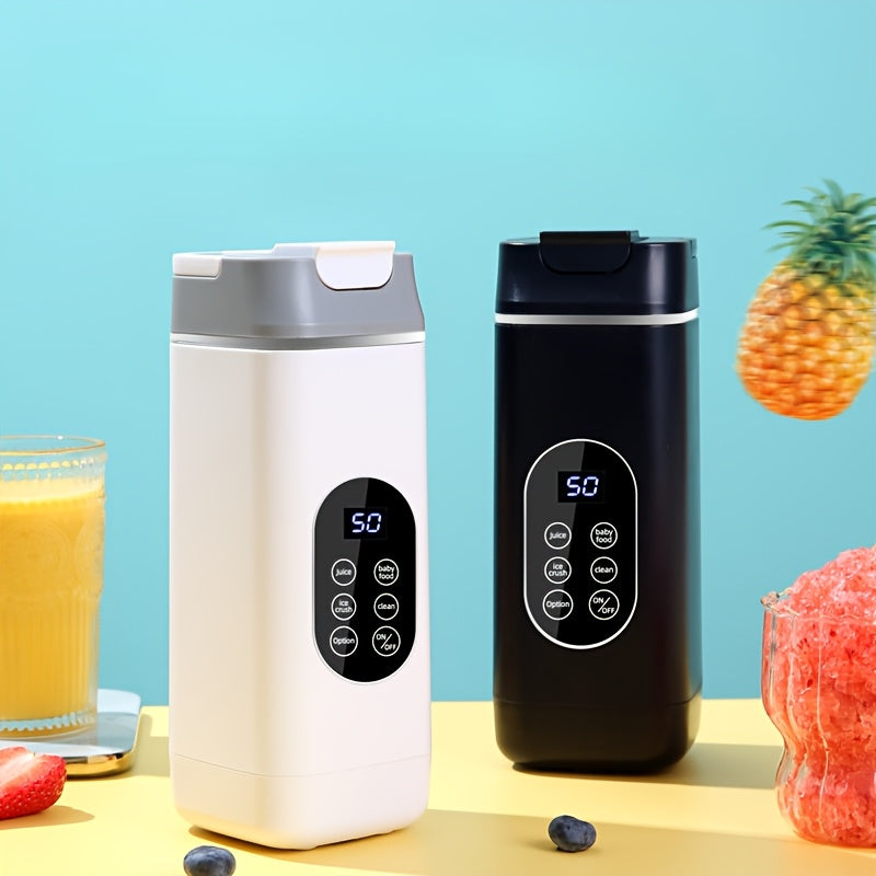 Portable Multi-Functional Electric Juicer with Digital Display - USB Rechargeable, 12-Blade Ice Cube Maker for Smoothies, Milkshakes, and Frozen Fruit Juices, Square Plastic Design with Colorful Options, Juicing Statio TARHUS