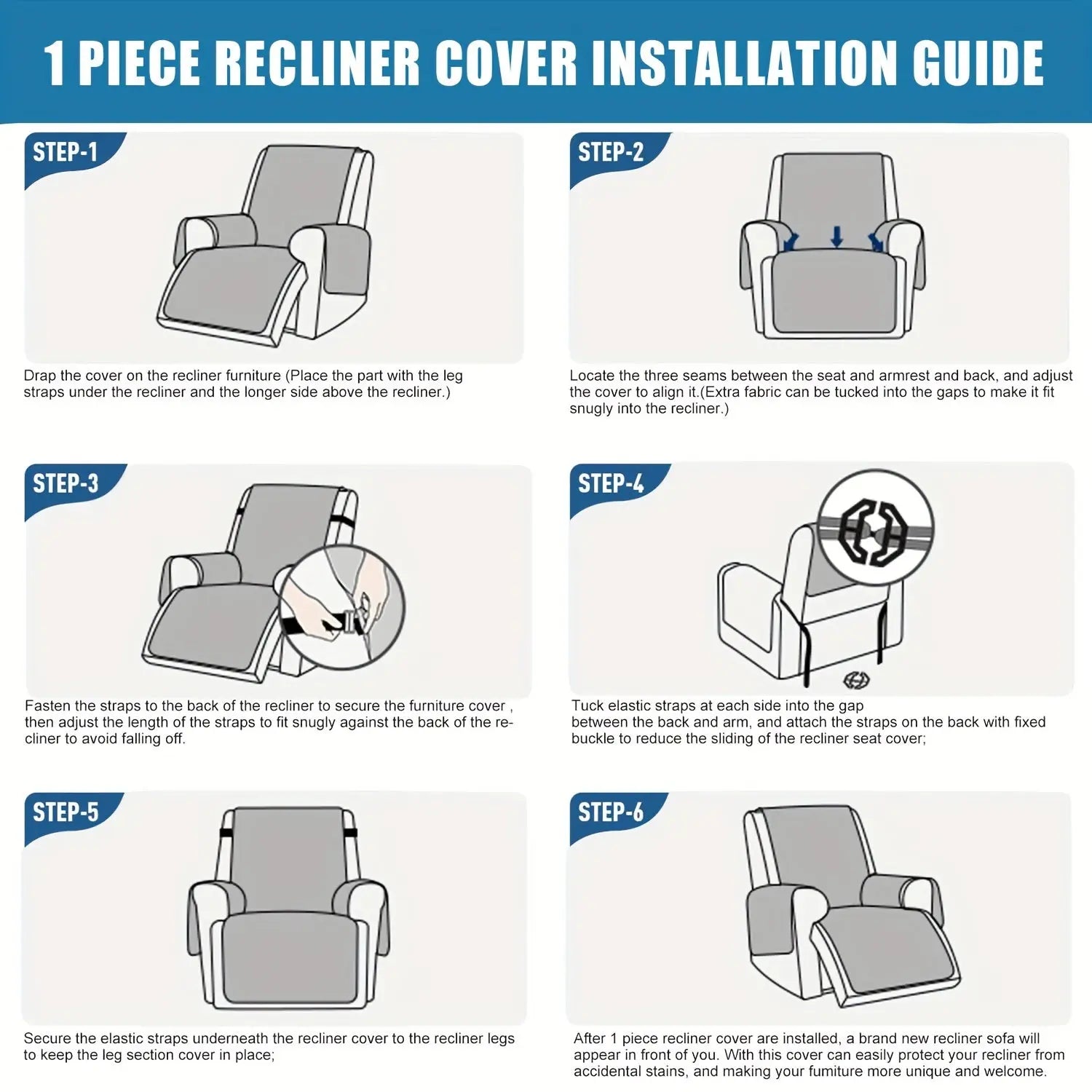 Waterproof, Non-Slip Recliner Chair Cover – Washable Furniture Protector with Pocket - TARHUS