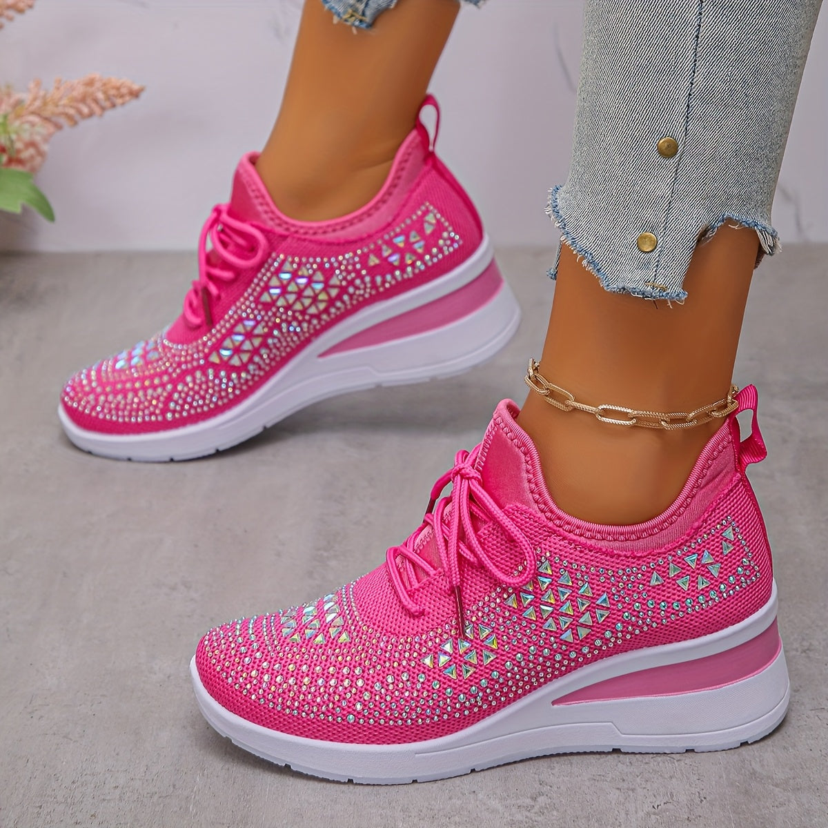 Women’s Orthopedic Fashion Sneakers – Breathable Walking Shoes with Rhinestone TARHUS