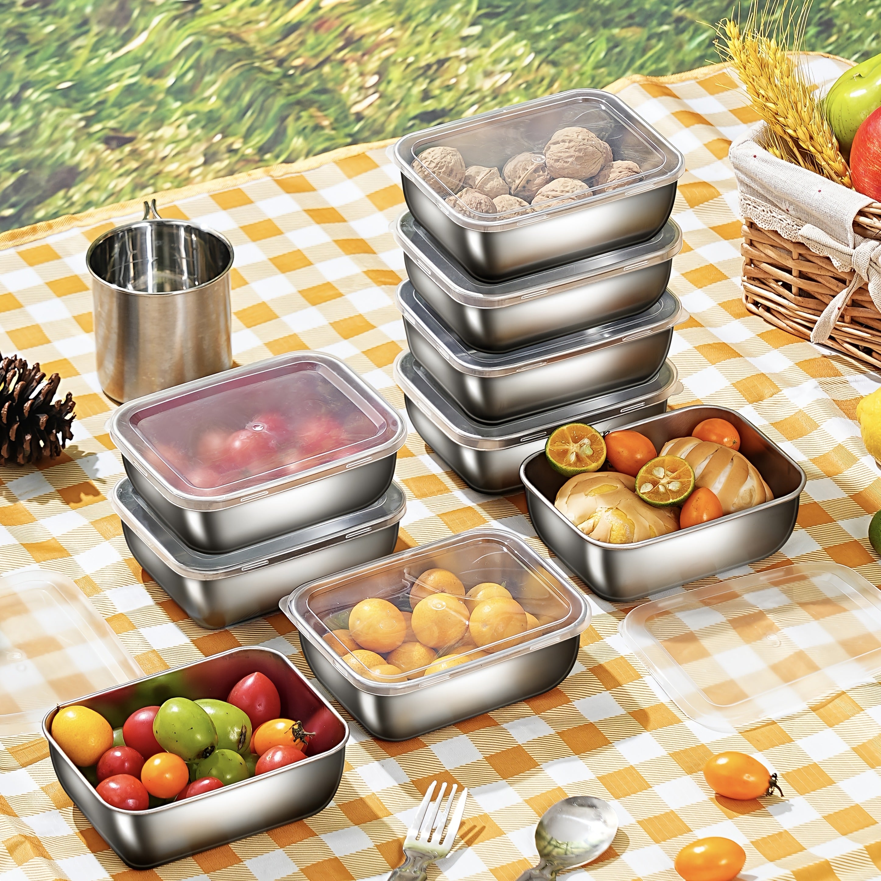 10-Piece Stainless Steel Food Storage Container Set - TARHUS