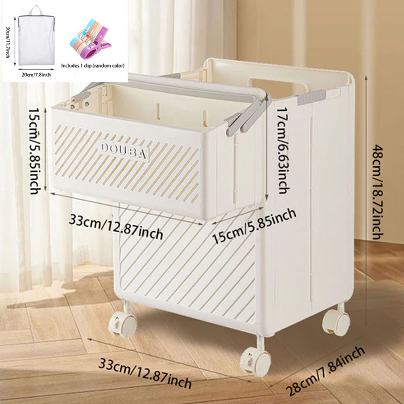 Large Capacity Collapsible Laundry Basket: Breathable Design & Built-In Wheels - TARHUS