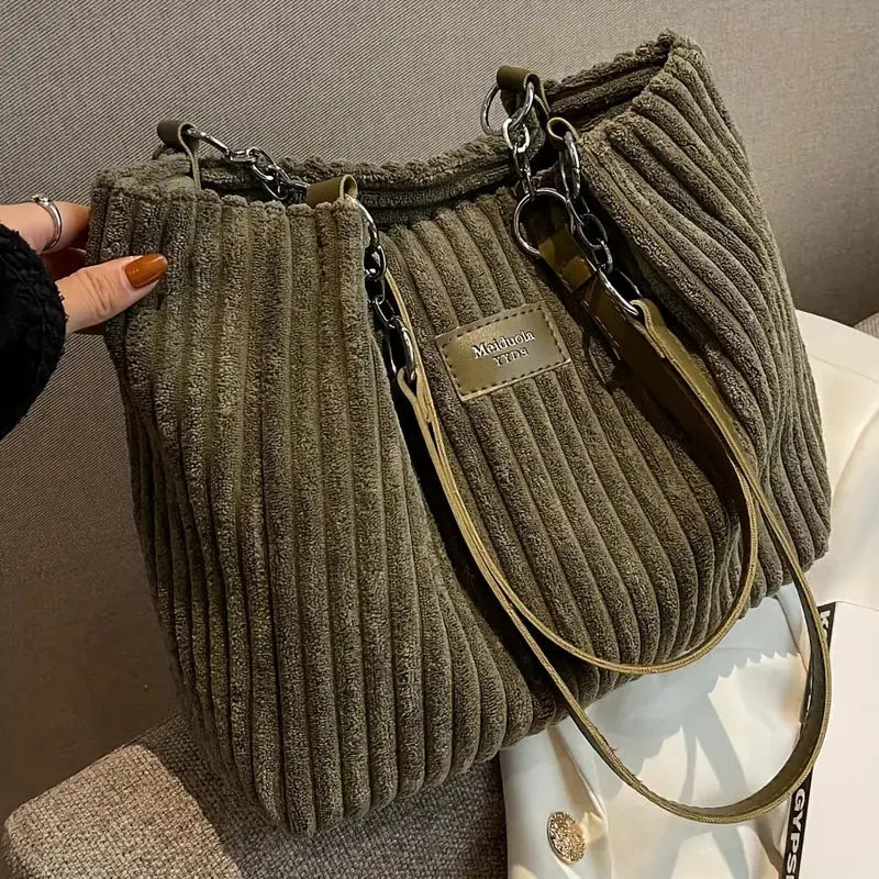 Julia Corduroy Tote Bag for Women – Shoulder Bag with Zipper - TARHUS