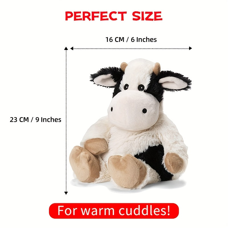Heatable Cow Plush Toy - Microwaveable Stuffed Animal with Weighted Filling, Soft Polyester Fabric, Ideal for Relaxation and Comfort, Relaxation Toy|Playful Design|Soft Texture TARHUS