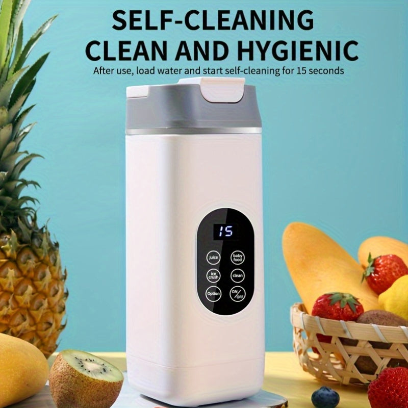Portable Multi-Functional Electric Juicer with Digital Display - USB Rechargeable, 12-Blade Ice Cube Maker for Smoothies, Milkshakes, and Frozen Fruit Juices, Square Plastic Design with Colorful Options, Juicing Statio TARHUS