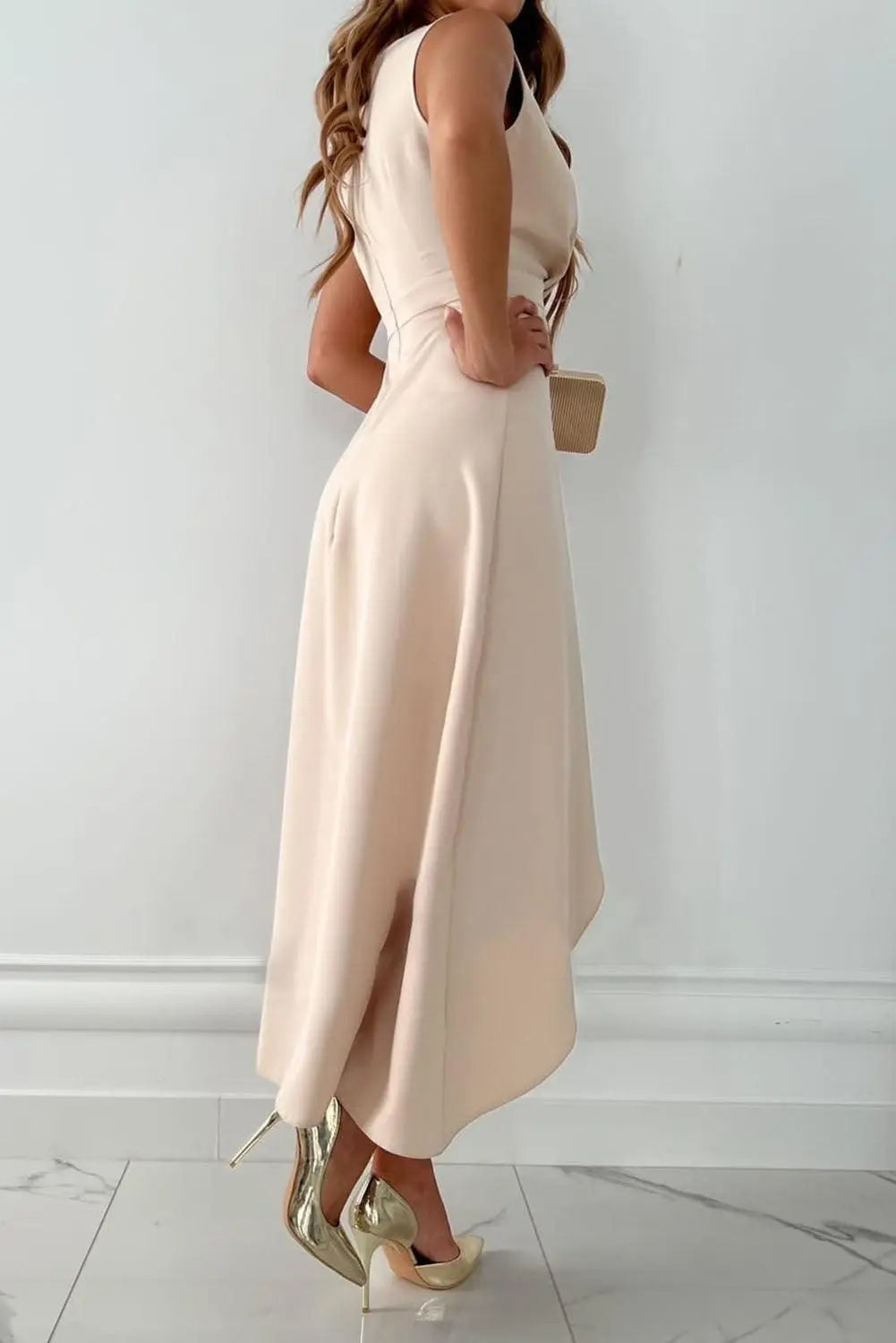 Femke - Wrap Midi dress with V-neck and slit - TARHUS