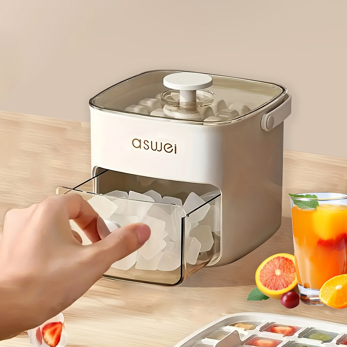 FrostEase | Easy-Press Ice Cube Tray Set – 48-Cube Freezer Mold with Storage Box TARHUS