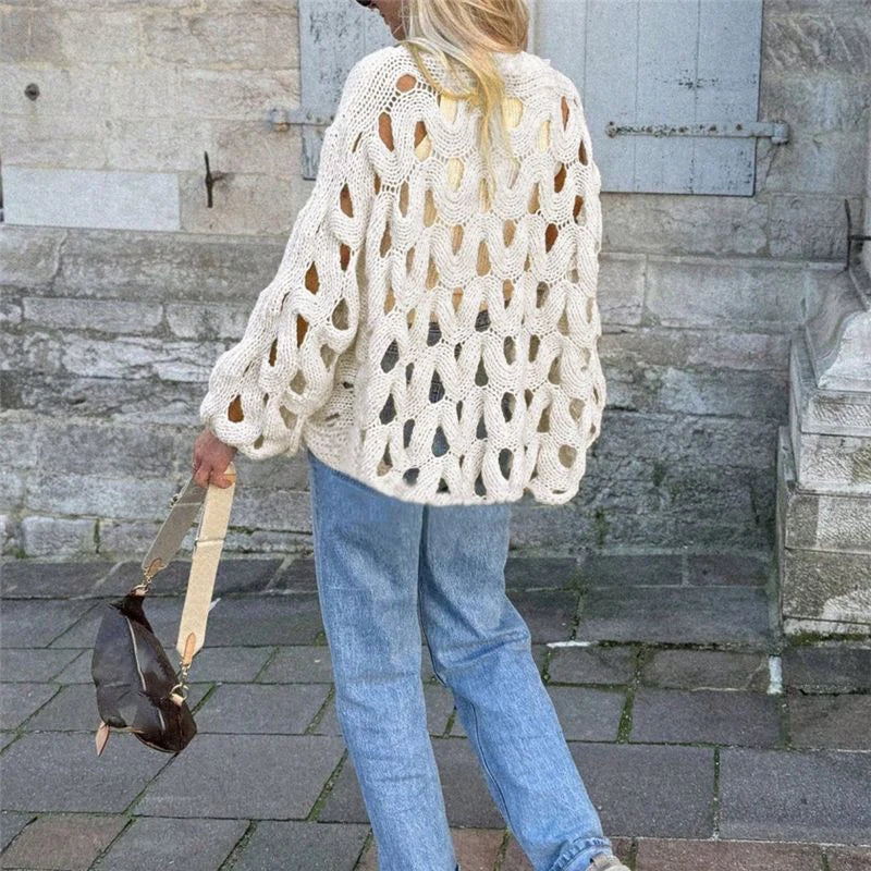 SOPHIE | Grace Chunky Knit Sweater – Handmade Open Weave Pullover TARHUS