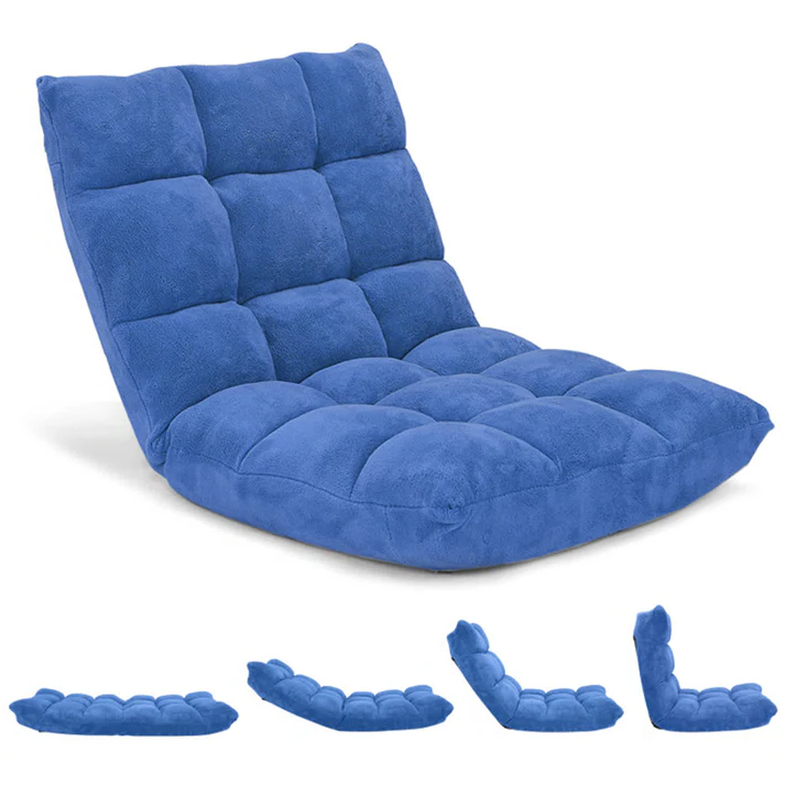 14-Position Adjustable Floor Chair – Padded Folding Floor Seat with Back Support for Gaming, Meditation & Reading - TARHUS