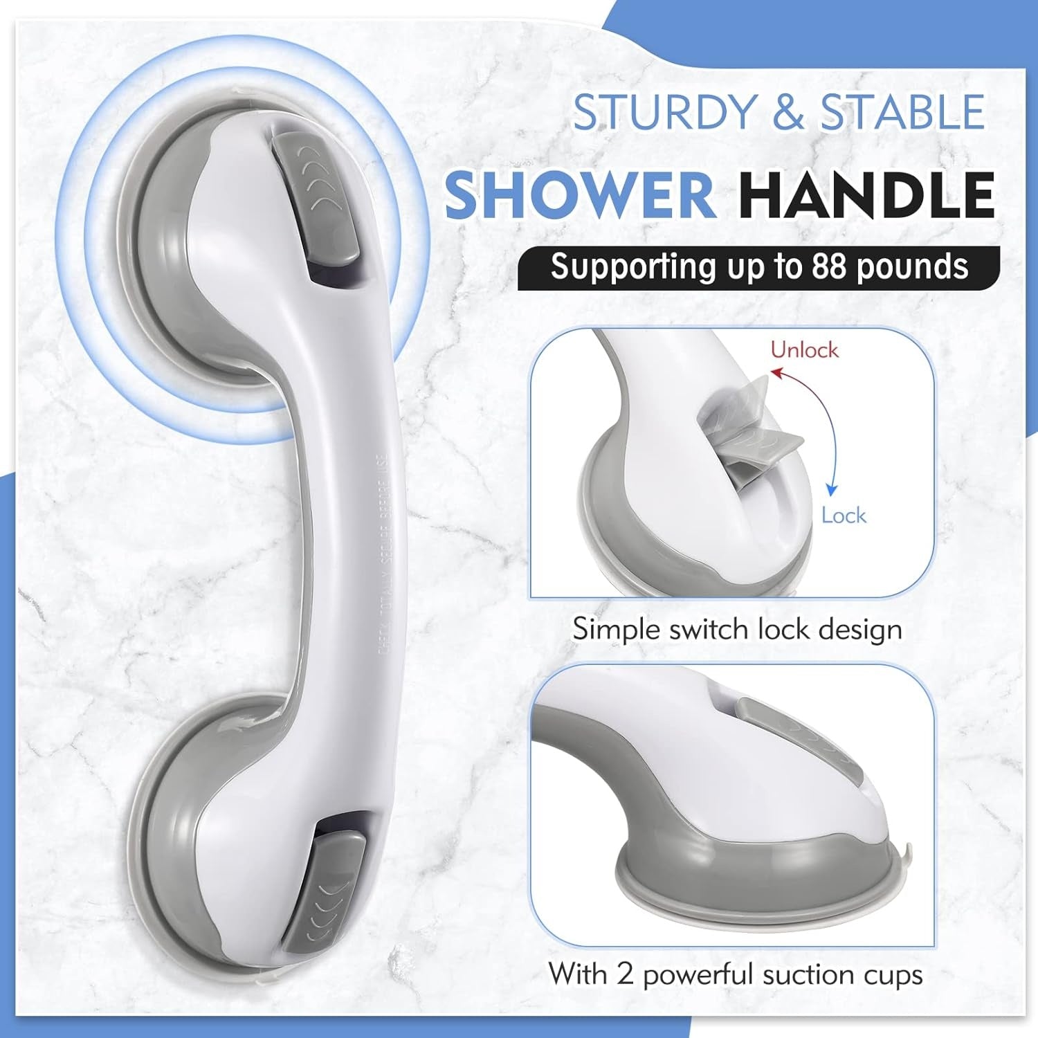 Secure Handle Bar Safety Grab Bar for Bathroom & Mobility Support