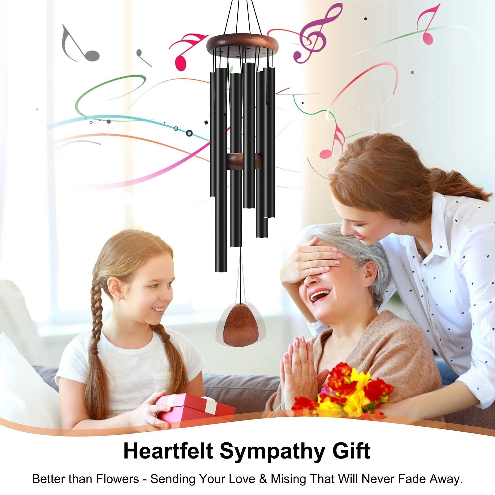 Deep Tone Wind Chimes for Garden or Patio – Large Tuned Metal Wind Bells with Soothing Resonant Sound - TARHUS