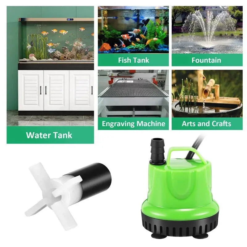 Submersible Aquarium Water Pump – Ultra-Quiet Fish Tank Pump with Adjustable Flow for Fresh Water - TARHUS