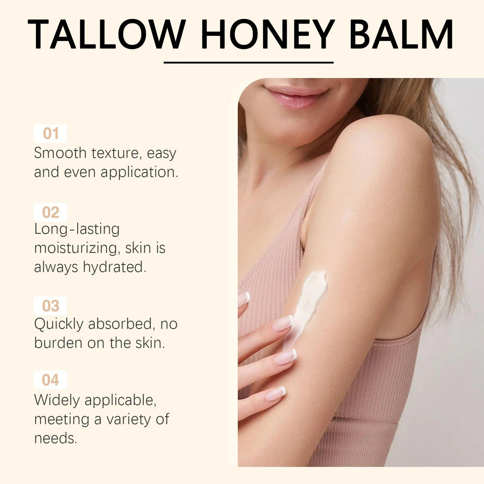 Whipped Tallow Honey Balm – Natural Face & Body Moisturiser for Dry, Sensitive Skin TARHUS